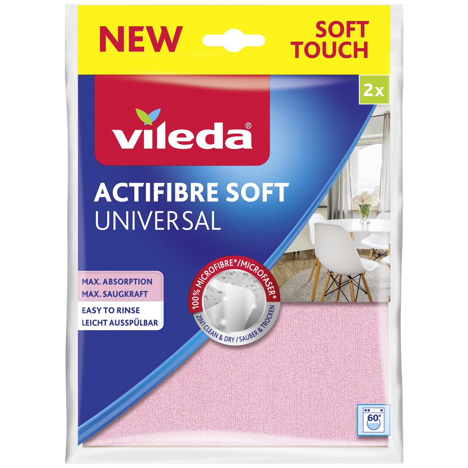 Vileda Actifibre Soft Universal microvezeldoek verpakking 2 st.